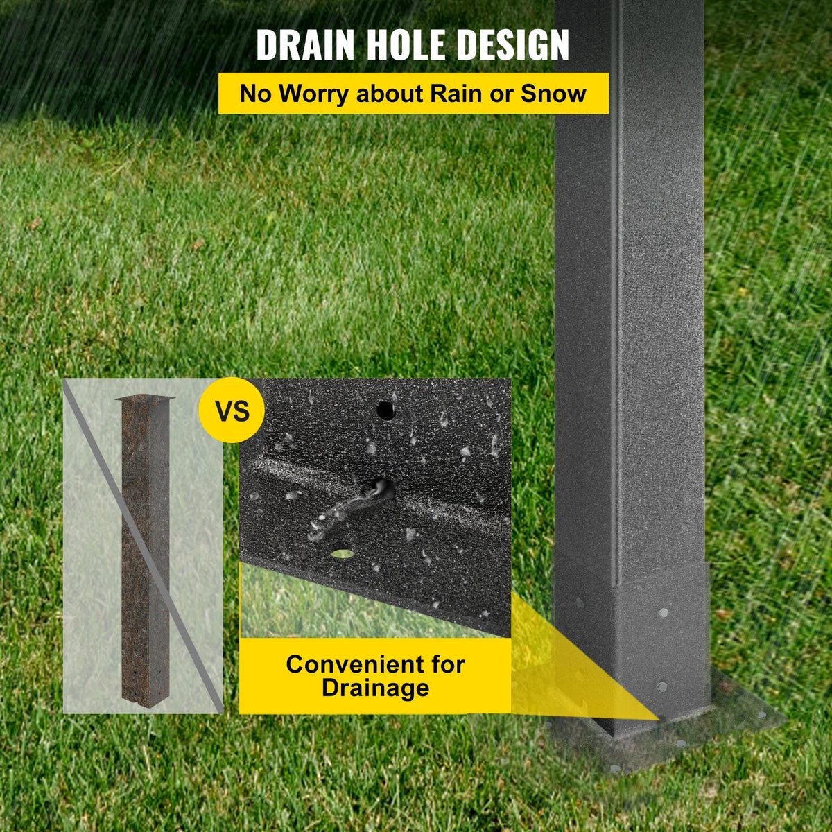 27"/43" Solid Mailbox Post Stand Steel Letter Box Post Granite Powder-Coated Steel With Drain Hole Outdoor For Roadside