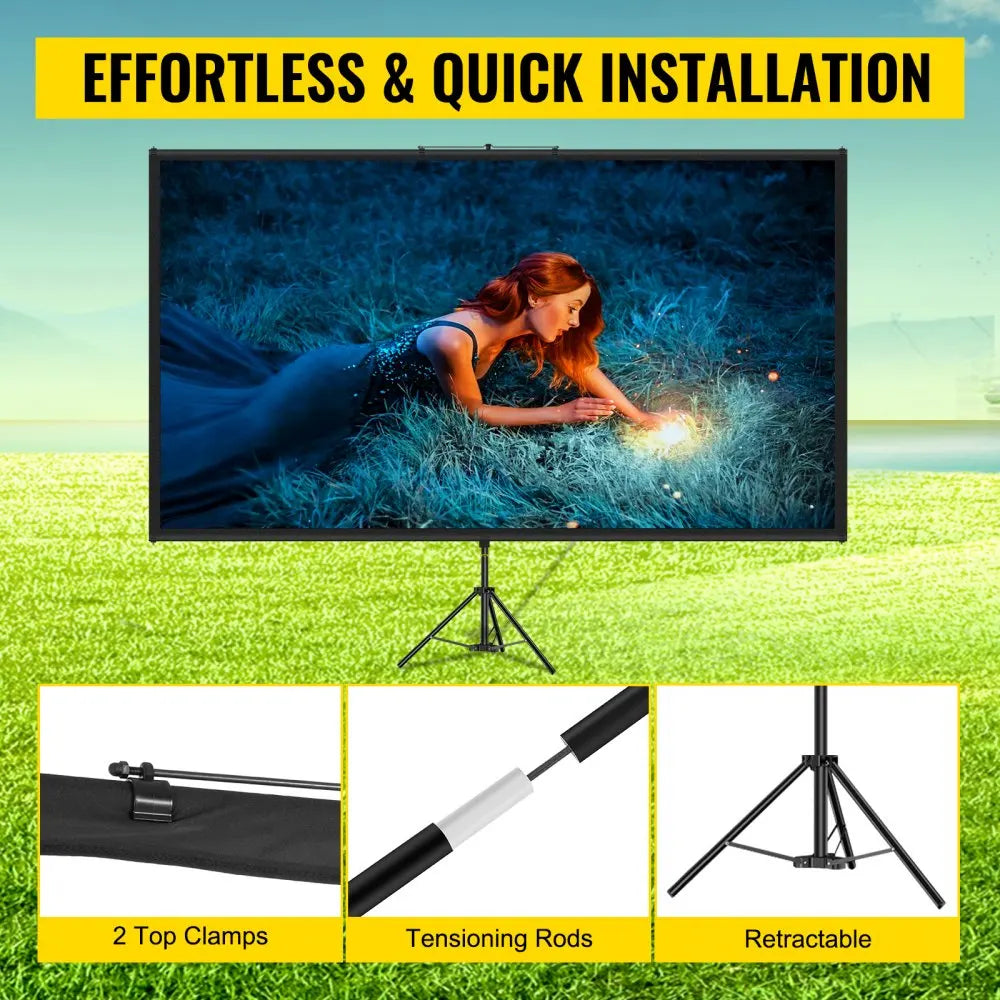 Tripod Projector Screen Stand 60 70 80 90 100 110 Inch 16:9 4K HD Portable Home Cinema for Indoor & Outdoor Projection