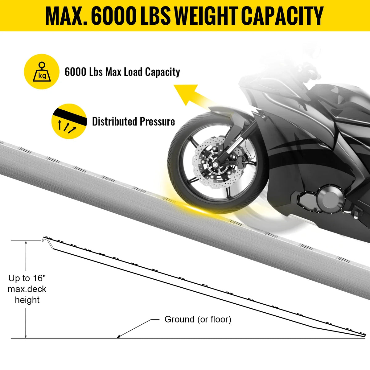 Aluminum Trailer Ramps 6000LBS Total Beavertail Hook End 1 Pair 2 Ramps for Dirt Bike UTV ATV Pickup Trucks Bed