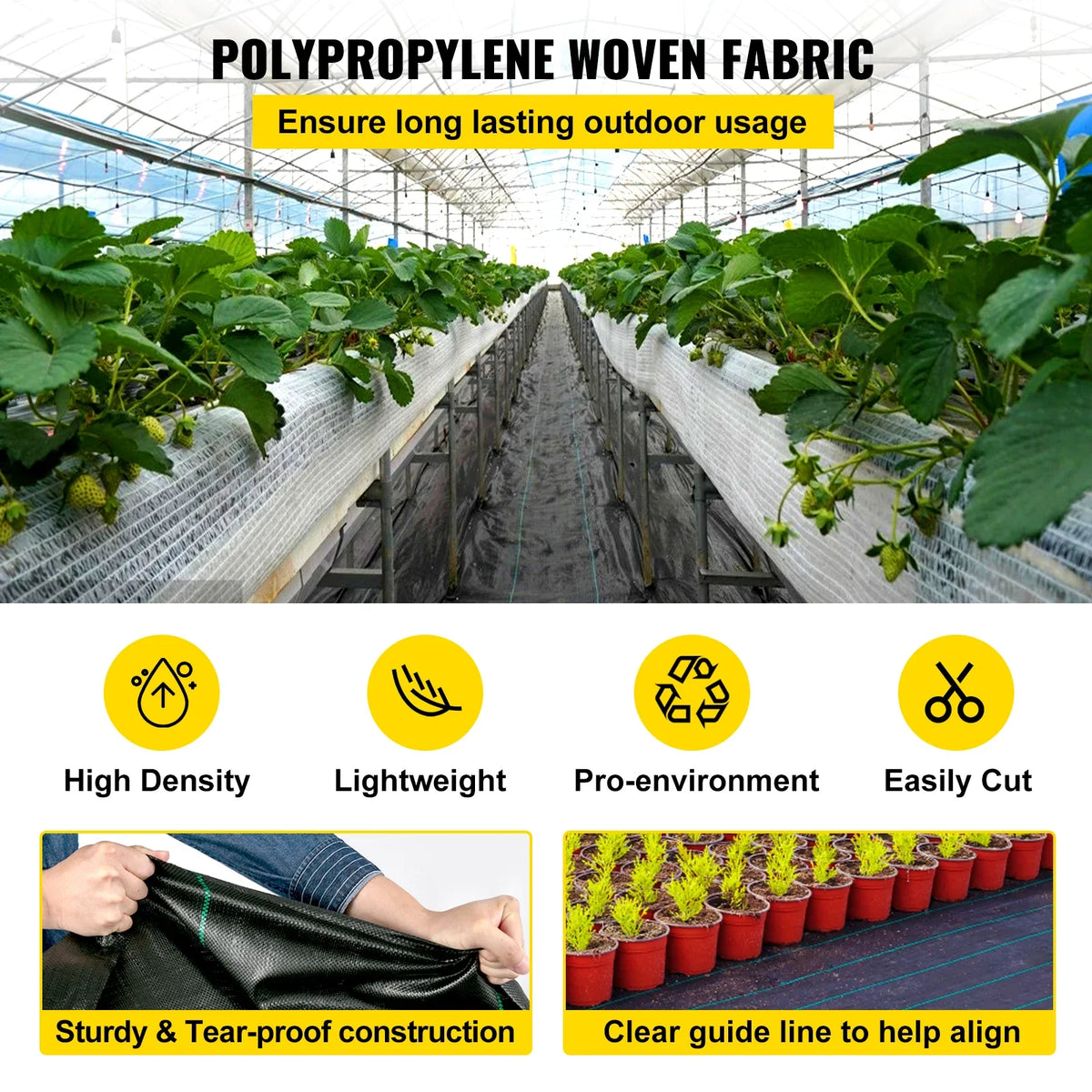 Weed Control Fabric Textile Fabric Heavy Duty Woven Ground Cover Weed Barrier Cloth Blocker Mat for Greenhouse Yard Garden