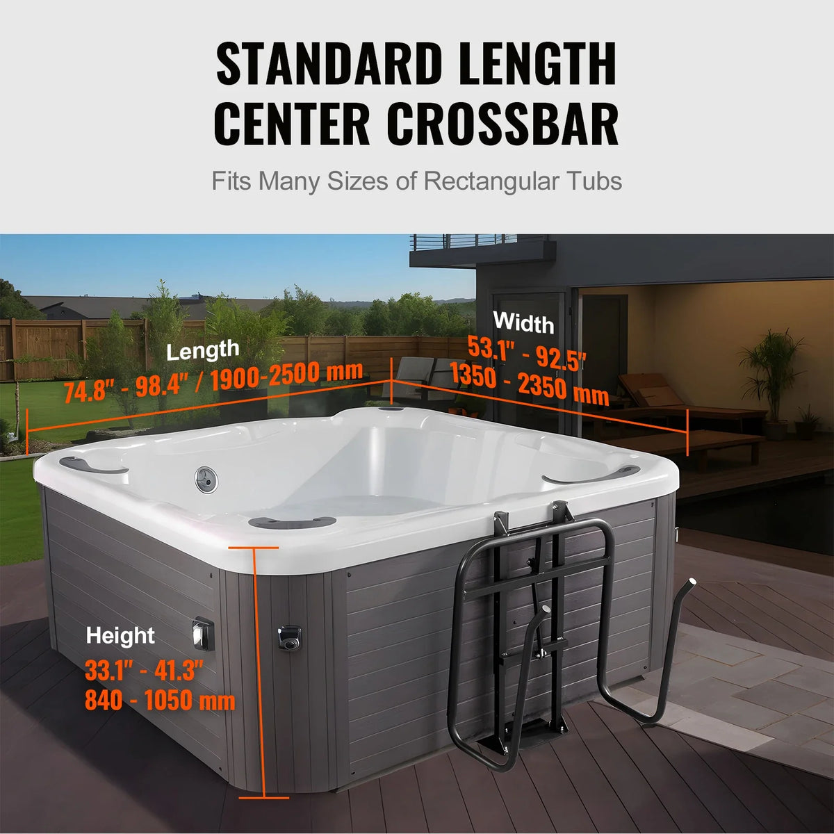 Hot Tub Cover Lift Hydraulic Width 53.1" - 92.5" Adjustable, Installed Underneath on one Sides for Hot Tubs Spa