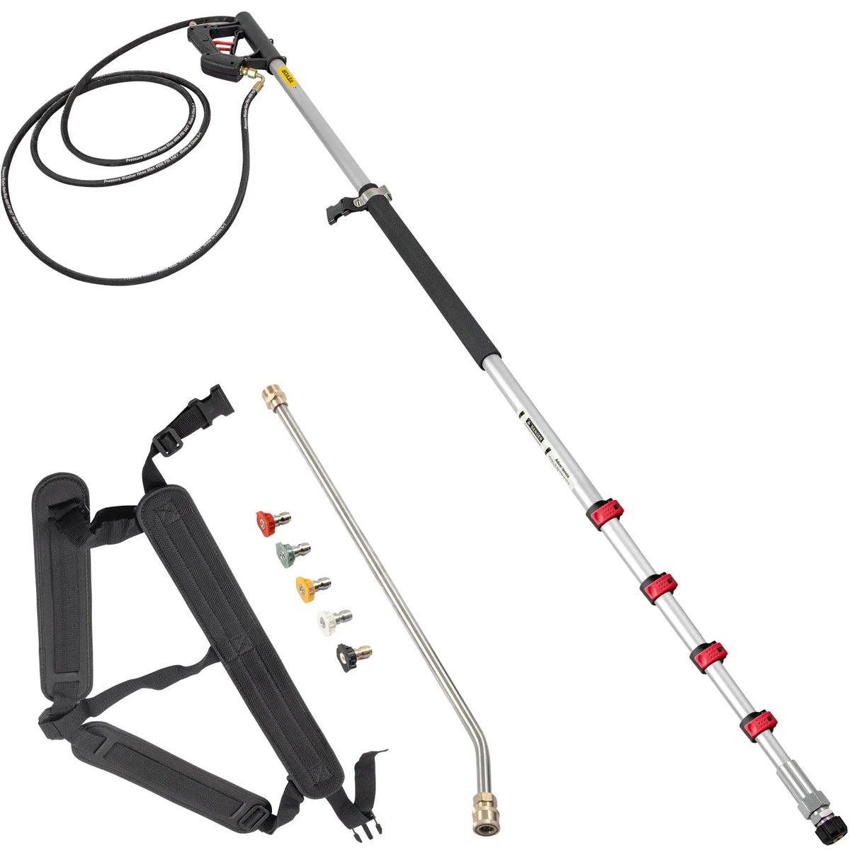 Telescoping Pressure Washer Wand 20FT 5-Section Length Adjustable Pressure Washer Fit 3/8"&1/4" Connection for Roof/Gutter