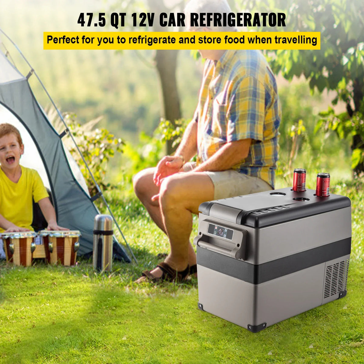 45L Portable Small Car Refrigerator Mini Car Freezer 60W Car Fridge Cooler 12V Fridge Freezer for Home and Outdoor Use
