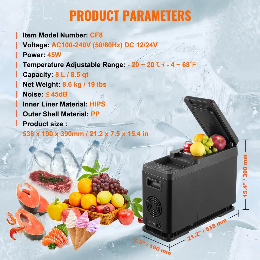 Portable Car Refrigerator Freezer Compressor 8L/15L/25L/70L Single Zone Compressor Cooler for Home,Outdoor Camping RV