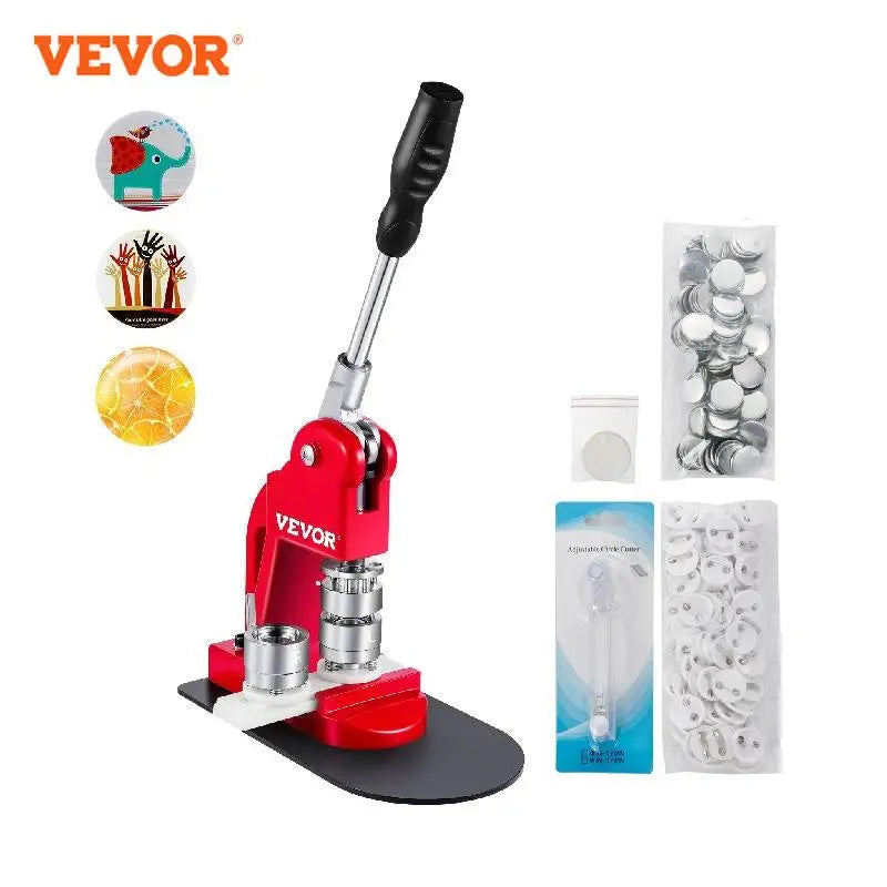 25MM 58MM Badge Maker Machine DIY Button Pin Brooches Press Making Tool with 500Pcs Circle Manufacture Button Parts