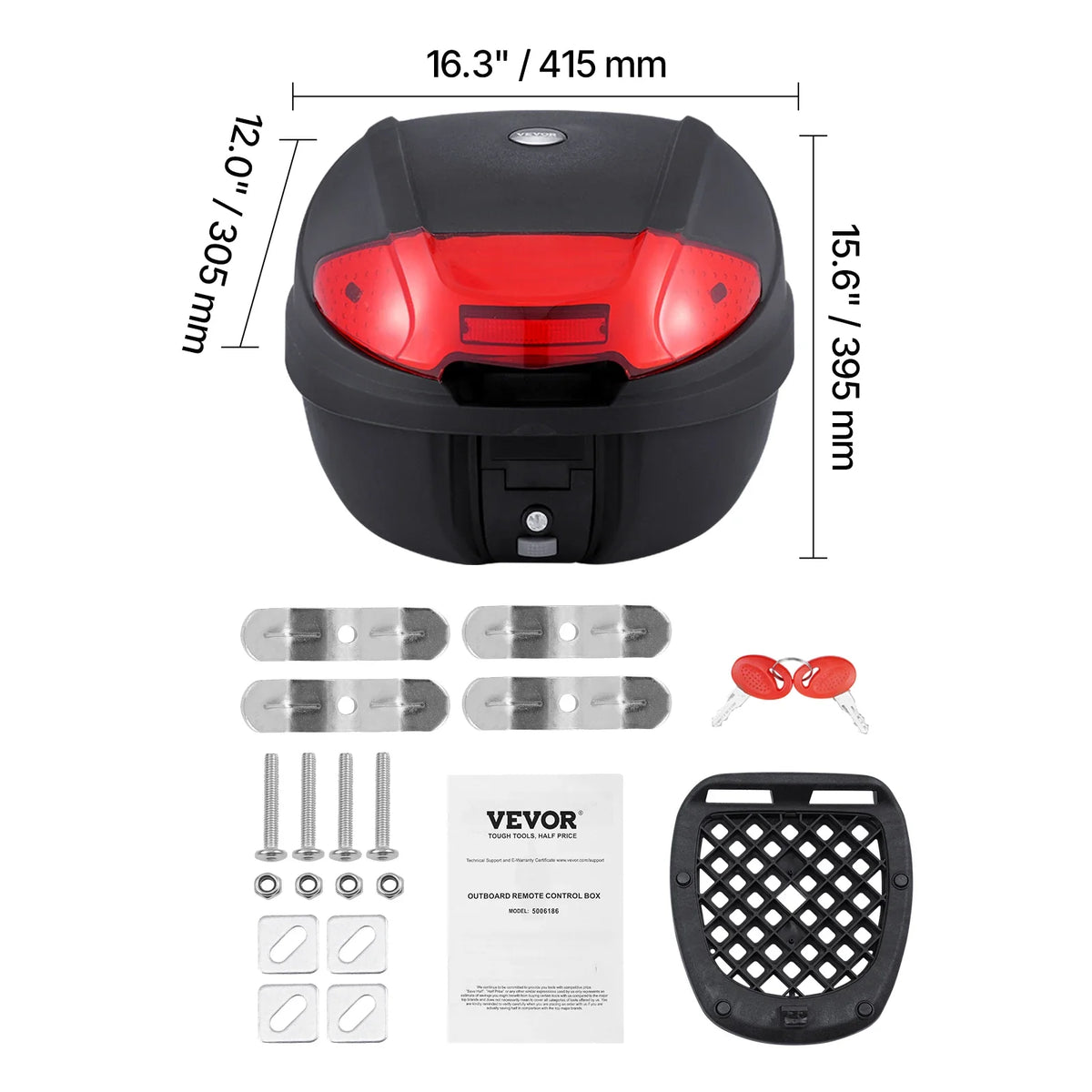 24L/38L/48L/62L Universal Durable PP Material Motorbike Tail Box with Reflective Panel,  Fit for 99% of Motorcycle Frames