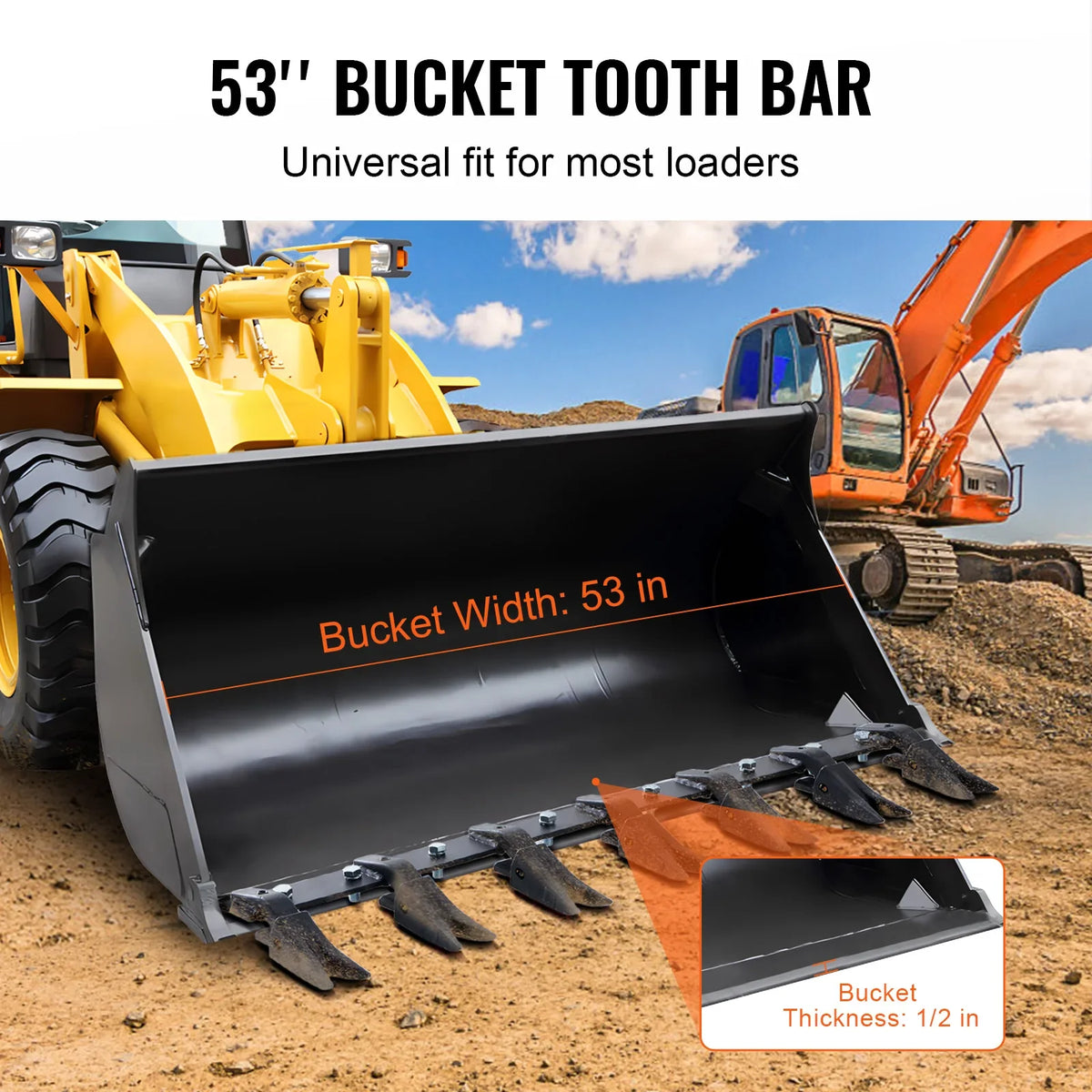 Bucket Tooth Bar Tractor Bucket Teeth Bar for Sub-Compact Tractor Loader Fits 1/2" or Less Bucket Cutting Edge No Drilling
