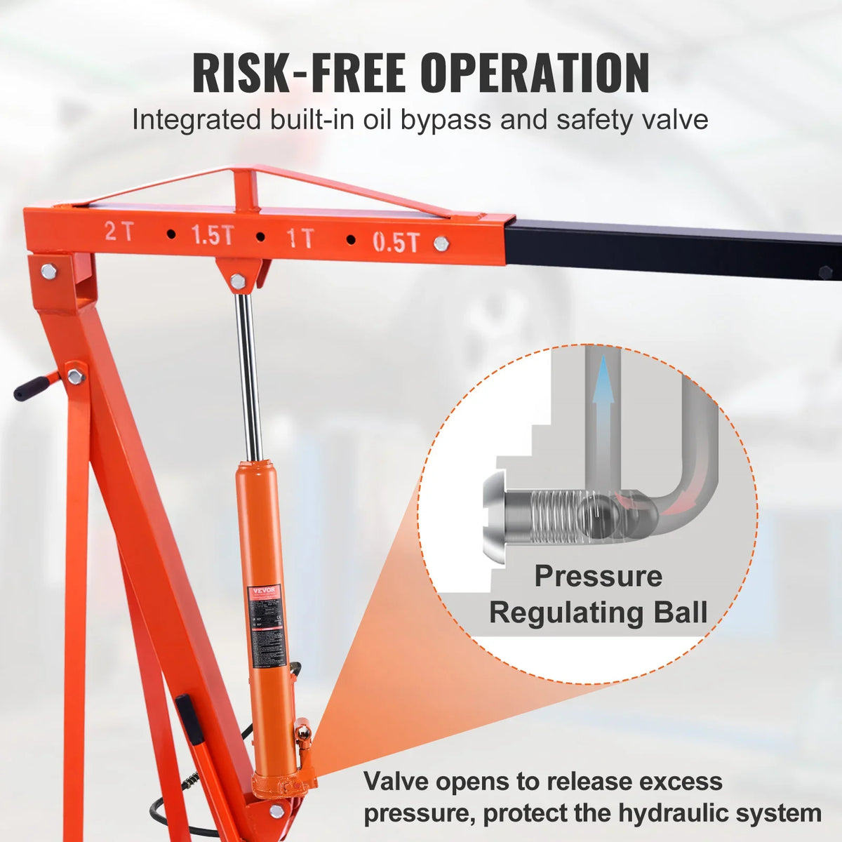 Hydraulic Long Ram Jack 8 Ton Engine Hoist Cylinder with Air Pump for Engine Lift Hoists Garage Cranes Mechanical Farm