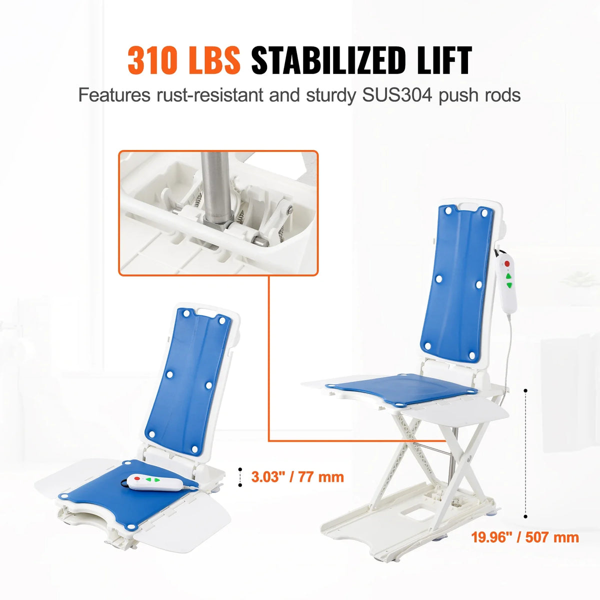 Electric Chair Lift Devices to Lift Elderly off Floor Height Adjustable Support Up to 310 LBS  for Seniors Patient Elderly
