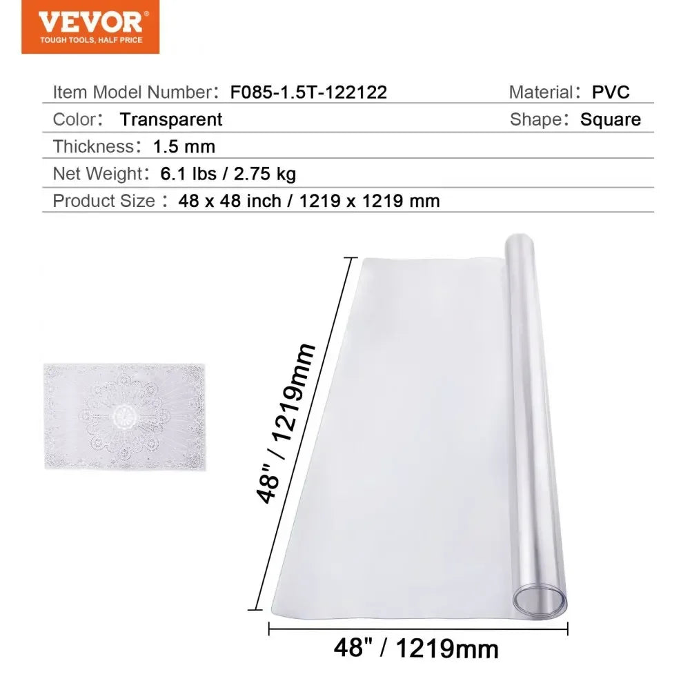 Plastic Table Cover  Thick Clear Table Protector, Rectangle PVC Desk Mat, Waterproof & Easy Cleaning Desk Pad Tablecloth