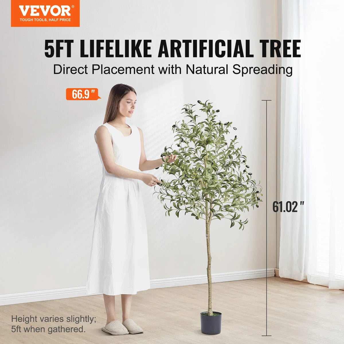 Artificial Olive Tree 5/6ft Faux Plants Indoor Decor PE Material Green Faux Potted Tree for Home/Office/Warehouse Decor