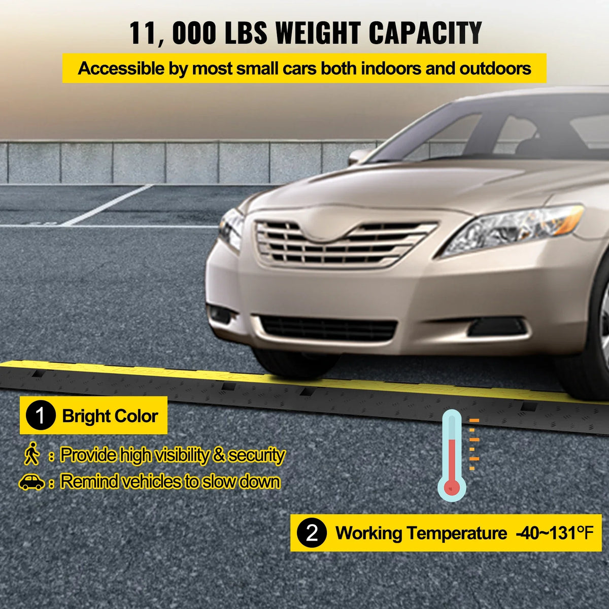 Cable Protector Ramp,5 Packs 2 Channels Speed Bump Hump,Rubber Modular Speed Bump Rated 11000LBS Protective Wire Cord Ramp