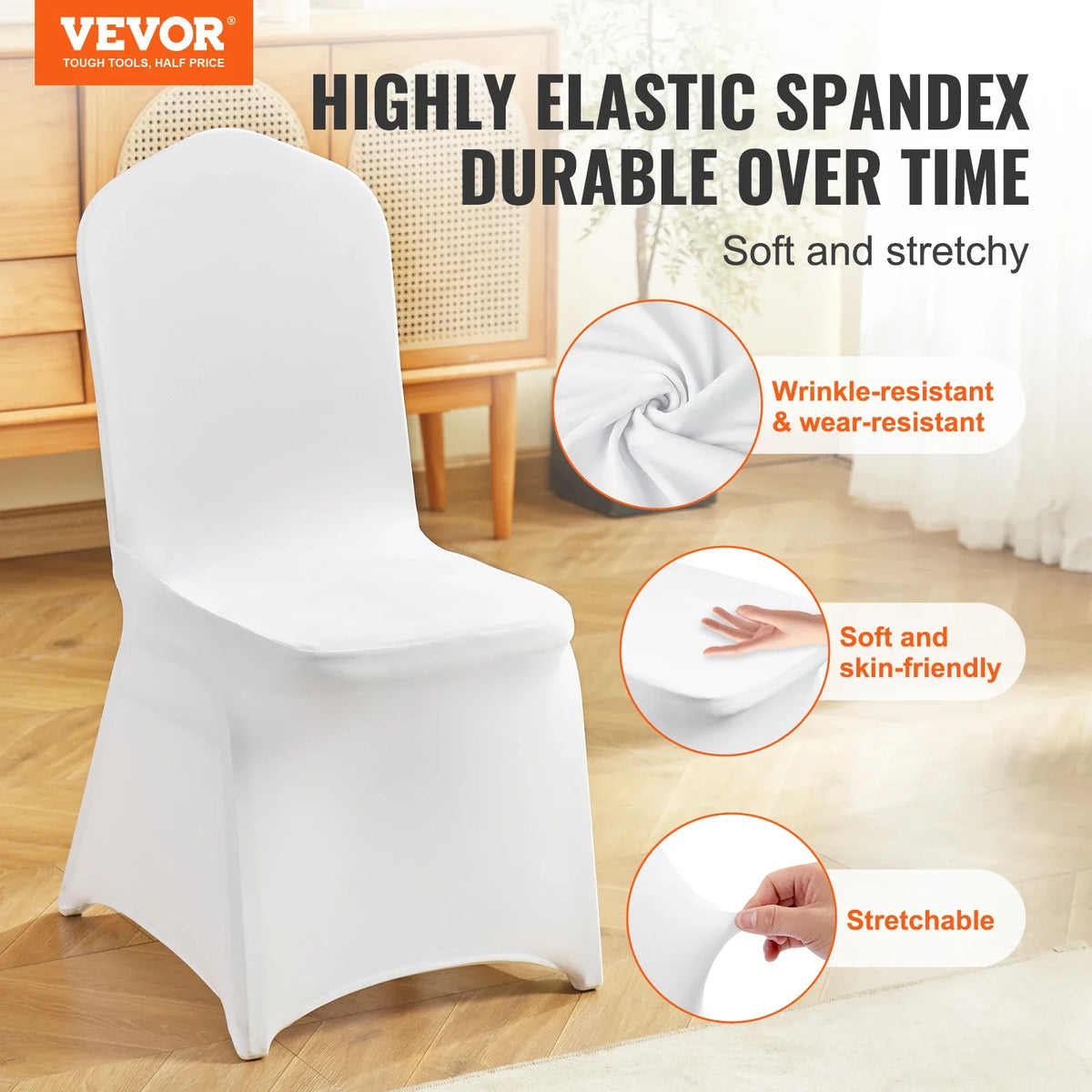Stretch Spandex Folding Chair Covers 50PCS Universal Fitted Chair Cover Slipcovers for Wedding Holiday Banquet Party