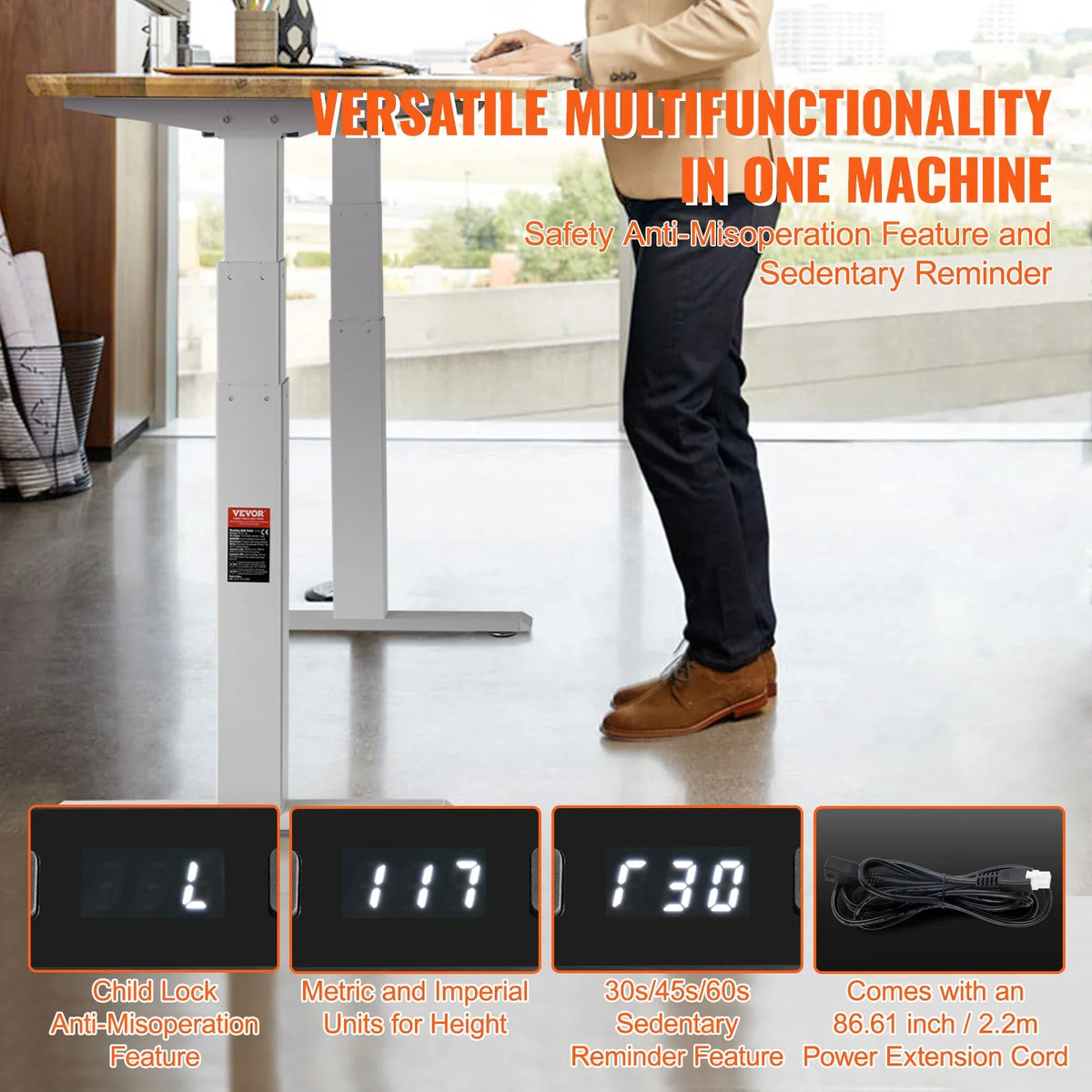 Standing Desk Frame Electric Stand Up Computer Desk Legs Ergonomic DIY Workstation Base for Home and Office Black white