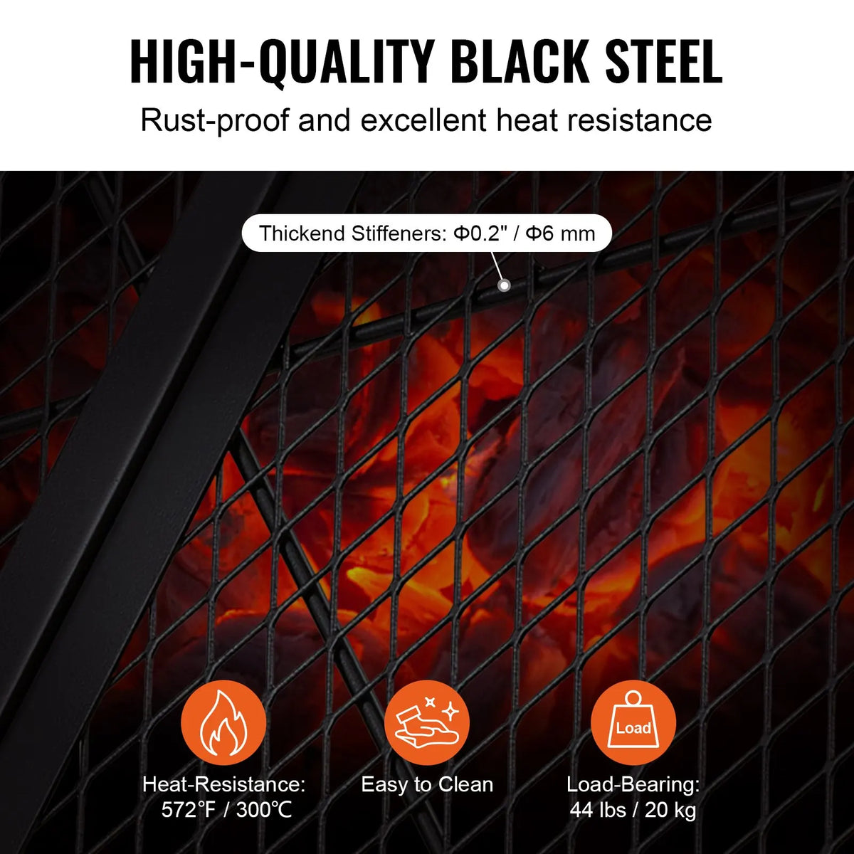 X-Marks Fire Pit Grill Grate,Round Cooking Grate,Heavy Steel Campfire BBQ Grill Grid, Portable Cookware for Outside Party