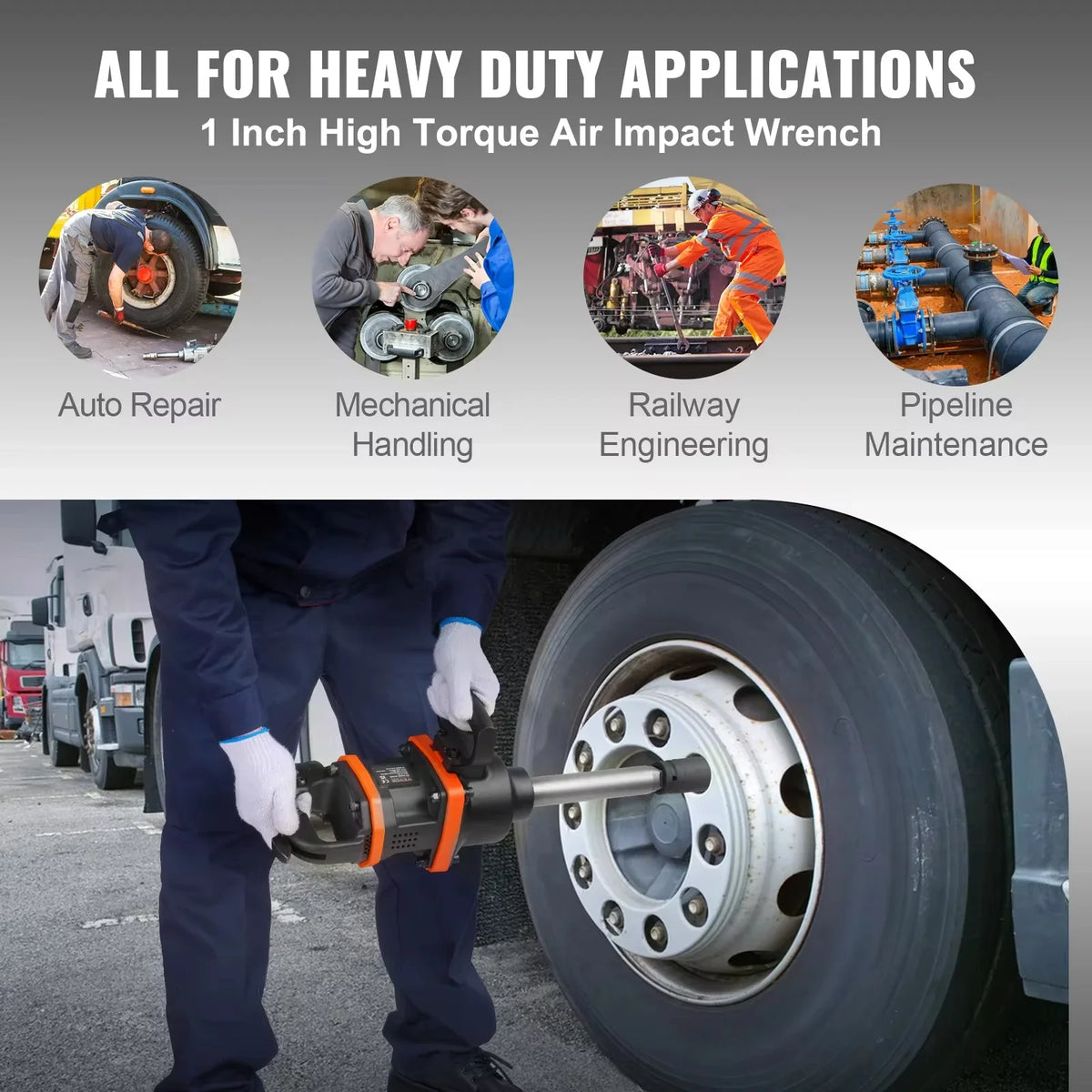 1 Inch Air Impact Wrench High Reverse Torque Outpu Pneumatic Impact Gun for Heavy Duty Repairs and Maintenance Car Tire