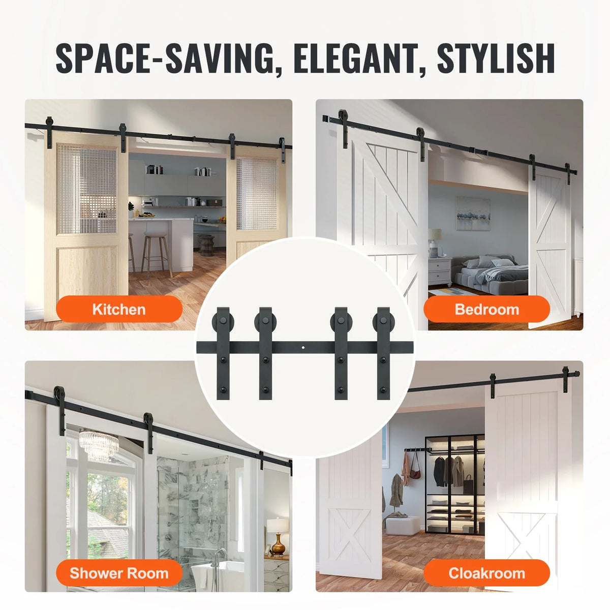 8/10FT Sliding Barn Door Hardware Kit 330LBS Heavy Duty Barn Door Track Kit for  Single Doors with Smooth & Silent Pulley