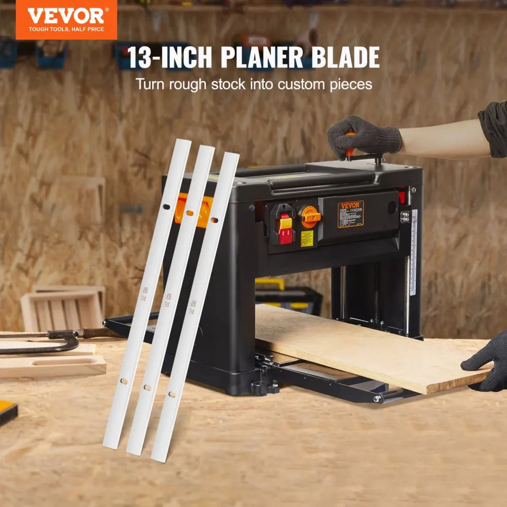 Thickness Planer Blades 13-inch HSS Crafted for Durability, HRC55-60, Easy Installation with Pre-drilled Holes