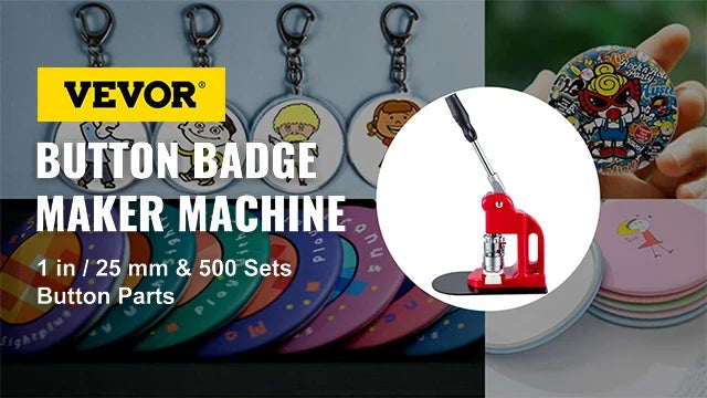 25MM 58MM Badge Maker Machine DIY Button Pin Brooches Press Making Tool with 500Pcs Circle Manufacture Button Parts
