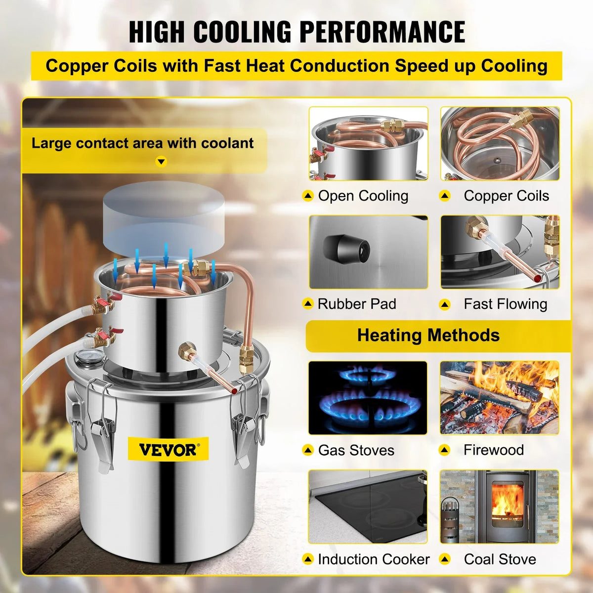 12-30L Water Alcohol Distiller Copper Wine Making Boiler Home DIY Brewing Distilling Kit for Fruit Wine, Water, Brandy