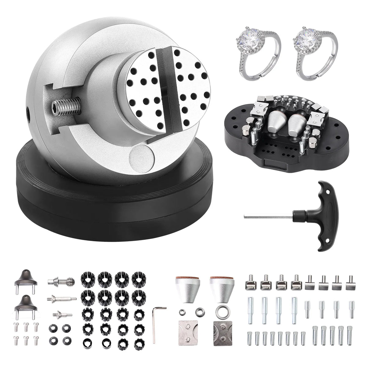 Ball Vise 5" Engraving Setting Tool 360° Rotation Engraving Block Vise W/69PCS Attachment Block Tools for Gemstone Inlay