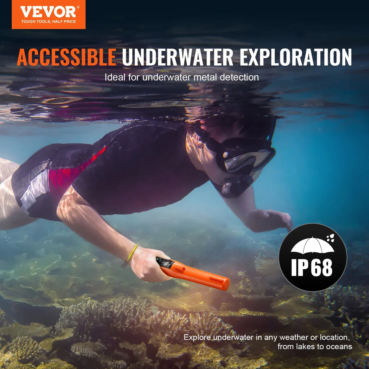 Metal Detector Pinpointer IP66/IP68 Waterproof Handheld Pin Pointer Wand 1.96"/4.5" Detection Depth 3 Modes for Detecting