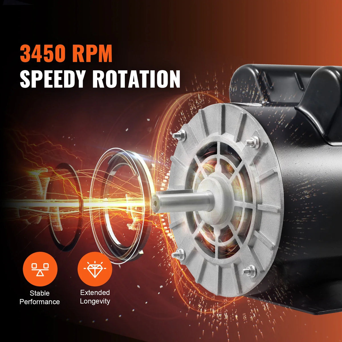Electric Air Compressor Motor 230V 15.0Amps 3450RPM 5/8" Keyed Shaft CW/CCW Rotation Single Phase Motor for Air Compressor