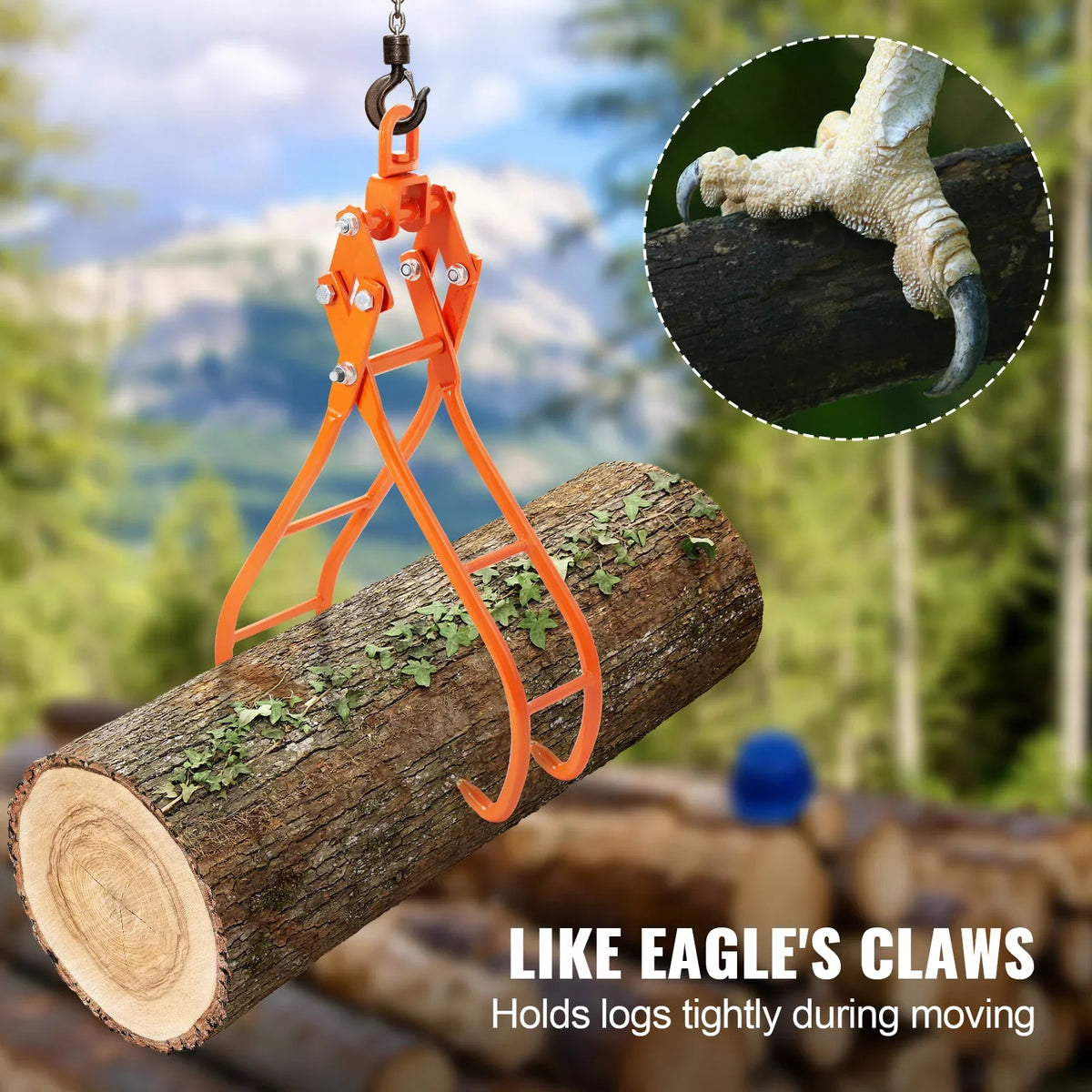 Log Skidding Tongs Log Lifting Tongs Heavy Duty Steel Lumber Skidding Tongs Loading Capacity Log Lifting Handling Tool