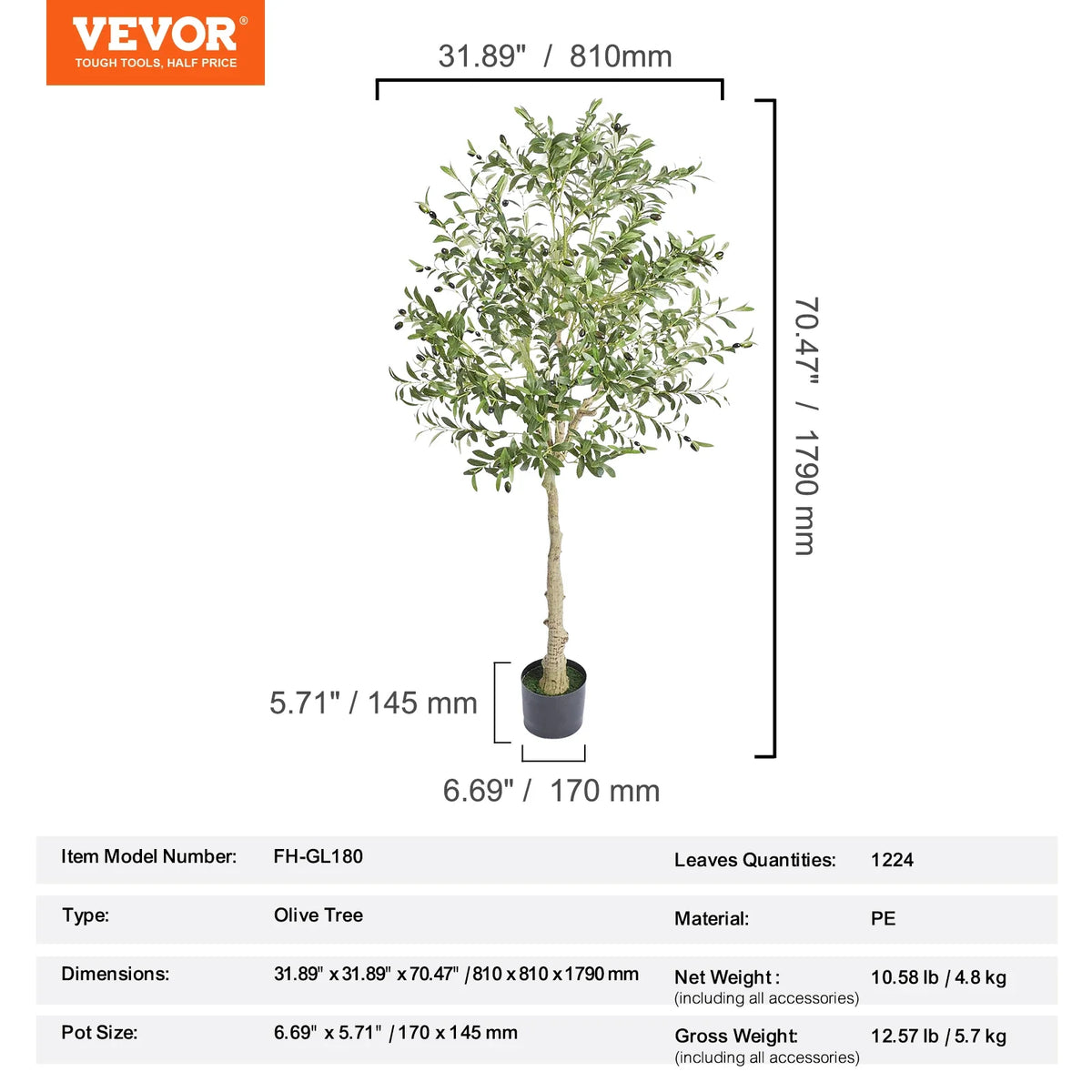 Artificial Olive Tree 4/5/6 FT Tall Faux Plant Secure PE Material & Anti-Tip Tilt Protection Low-Maintenance Tree for Home