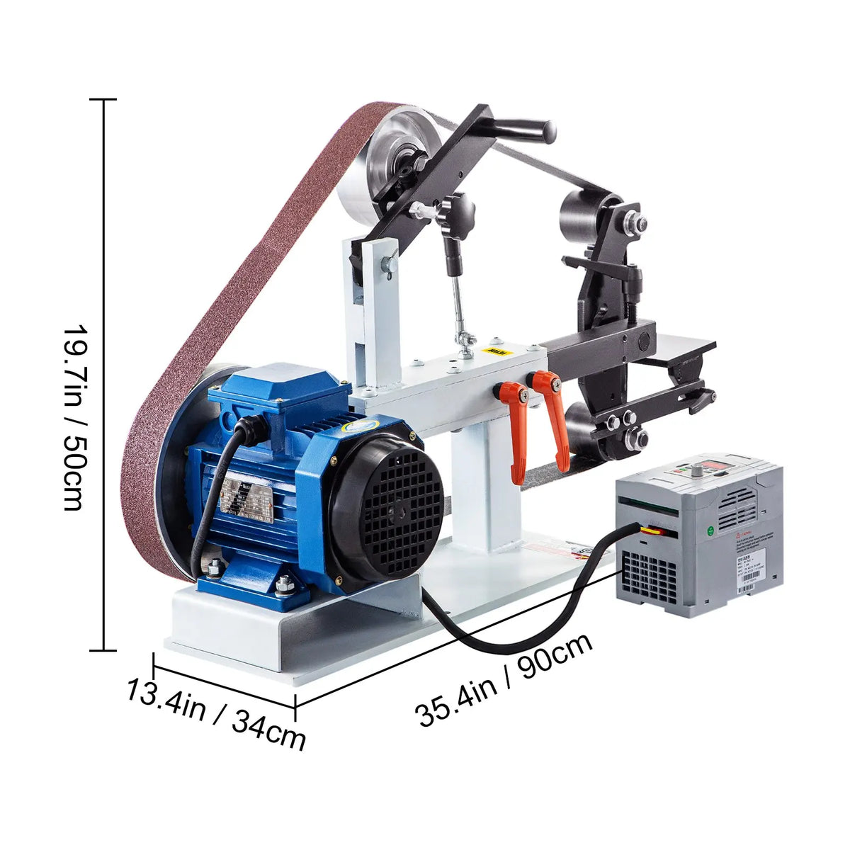 2HP 2x82'' Belt Grinder - Variable/Constant Speed w/3 Moulds & 12'' Wheel, Flat Platen for Metalworking/Knife Making