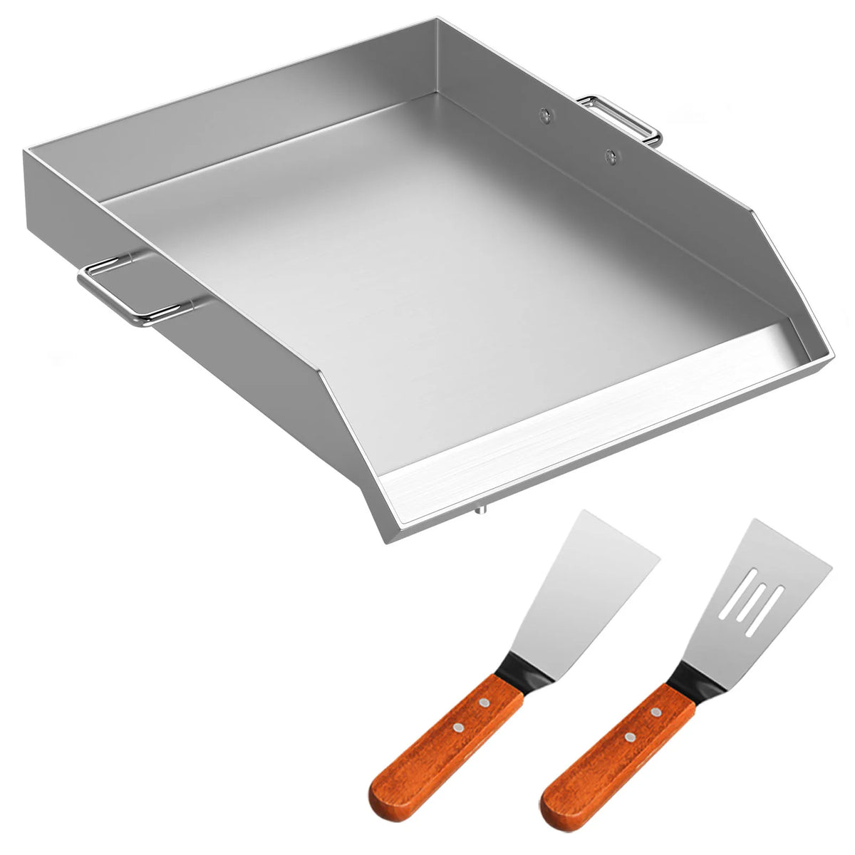 Stainless Steel Griddle,18X16 In Universal Flat Top Rectangular Plate, BBQ Charcoal/Gas Grill for Camping,Tailgatin ,Party