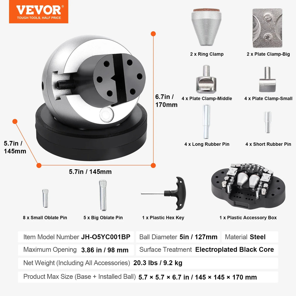5" Engraving Ball Vise Tool 360° Rotation Jewelry Engraving Equipment for Gemstone Inlay and Ring Carving Setting Tools