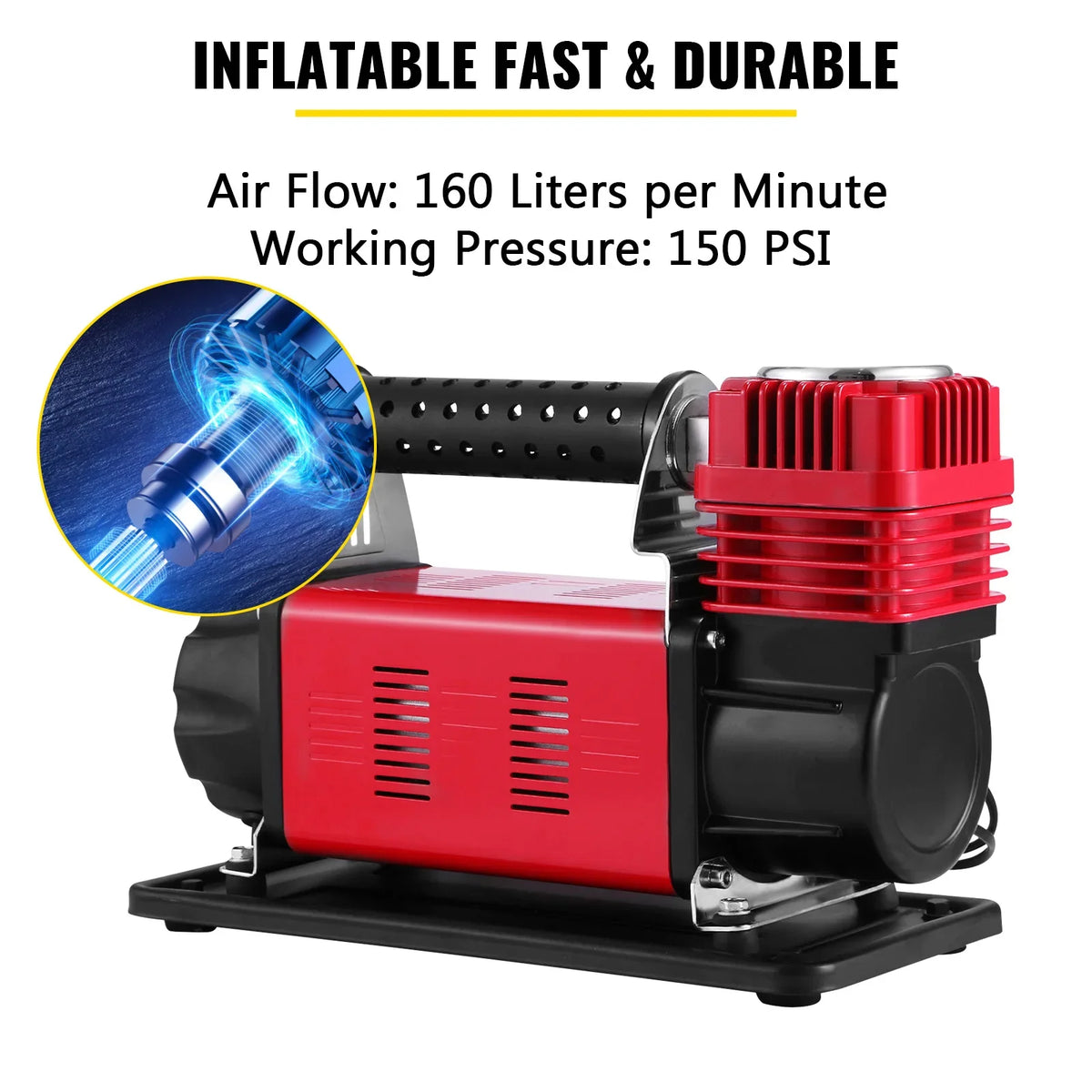 12V Portable Air Compressor Heavy Duty Car Inflator Pump 150PSI Single Cylinder RV Motorcycle Tire Air Pump Car Accessorie