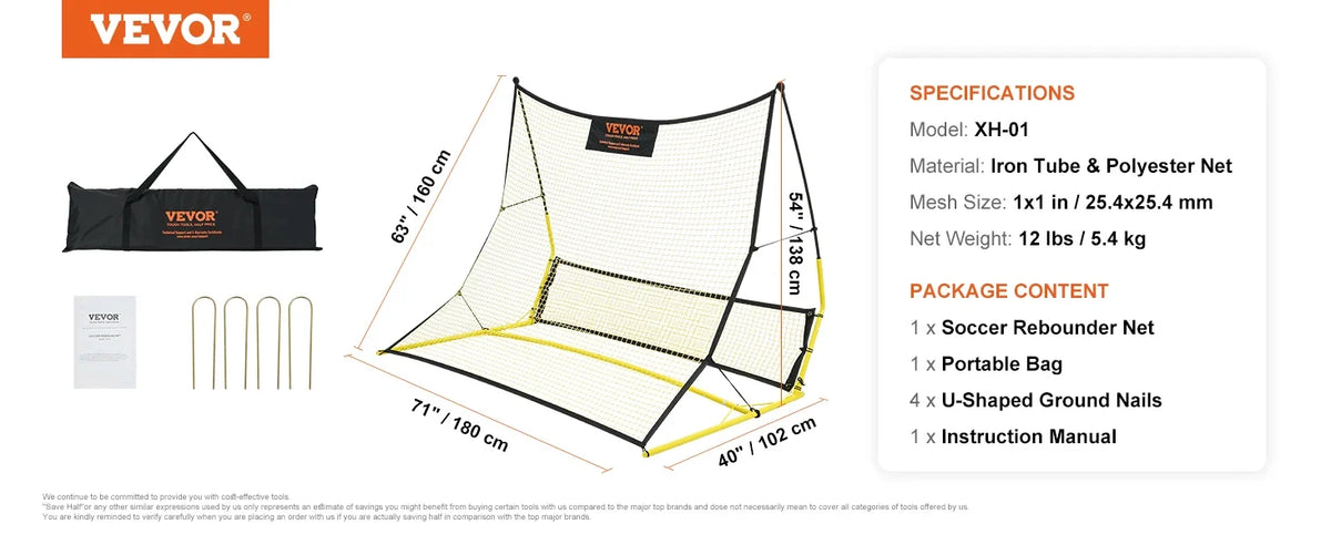 Soccer Rebound Trainer,Iron Soccer Training Equipment,Sports Football Rebounder Wall with Double-Sided Rebounding Net
