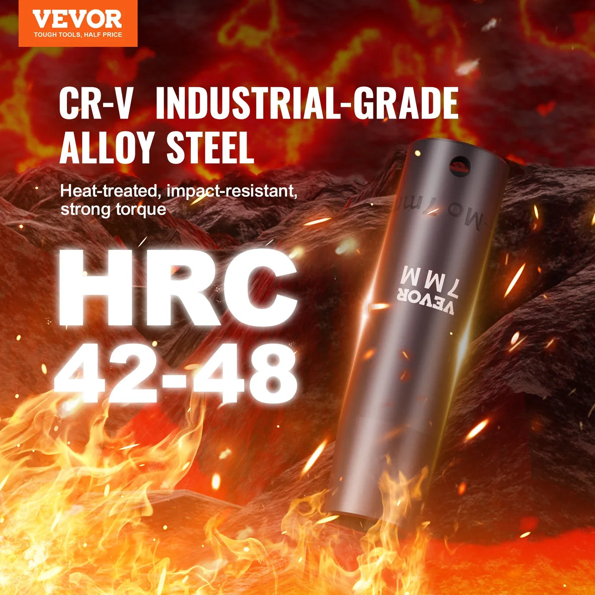 23 Piece 1/2" Drive Impact Socket Set,  SAE （7/16" -1"）& Metric （13-24mm）6 Point Cr-V Alloy Steel for Auto Repair