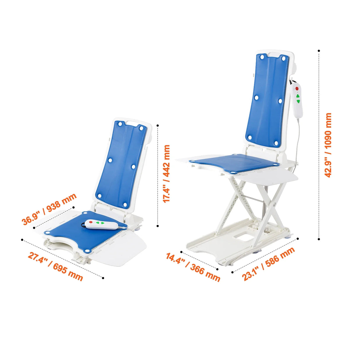 Electric Chair Lift Devices to Lift Elderly off Floor Height Adjustable Support Up to 310 LBS  for Seniors Patient Elderly