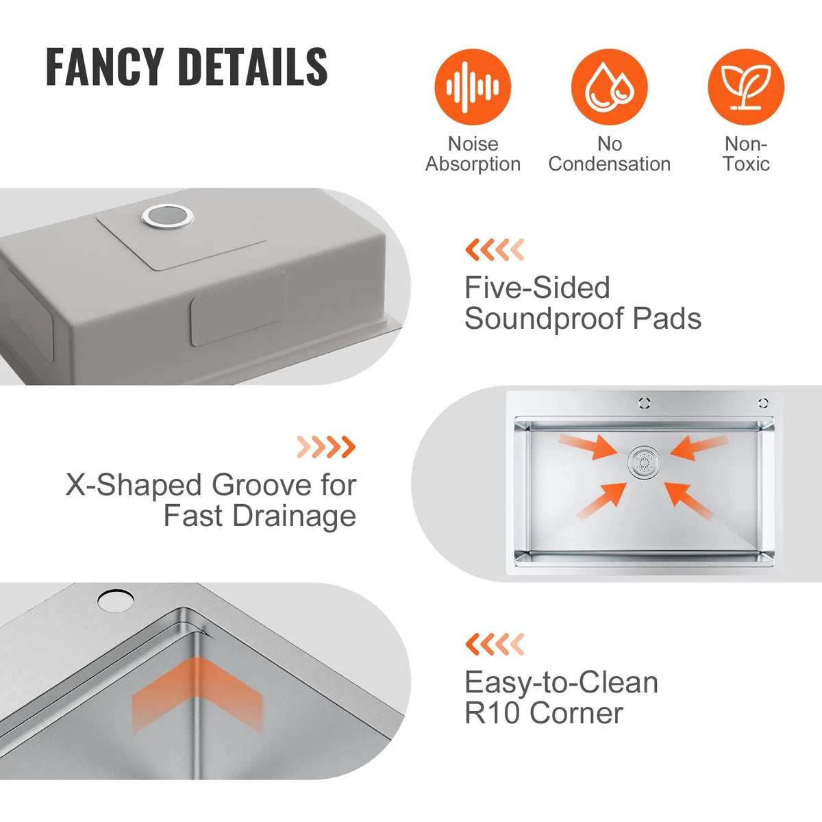 Kitchen Sink 304 Stainless Steel Drop-In Sinks,Top Mount Single Bowl Basin Household Dishwasher Sinks for RV Prep Kitchen