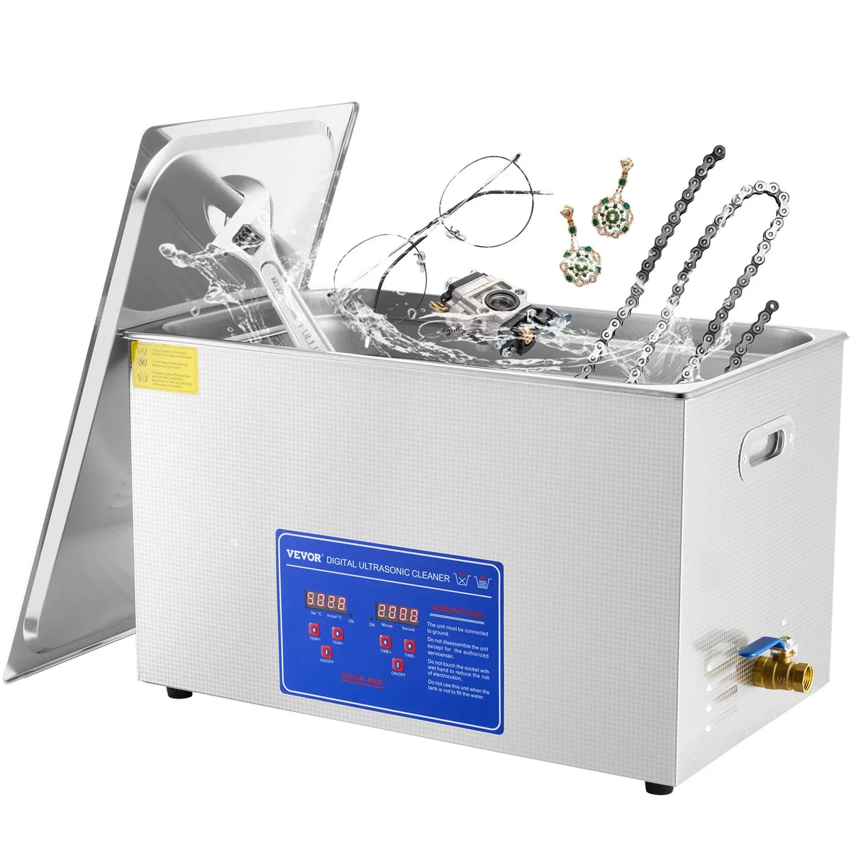 30L Ultrasonic Cleaner Machine Stainless Steel Ultrasonic Cleaning Machine Digital Heater Timer Jewelry Cleaning for Home