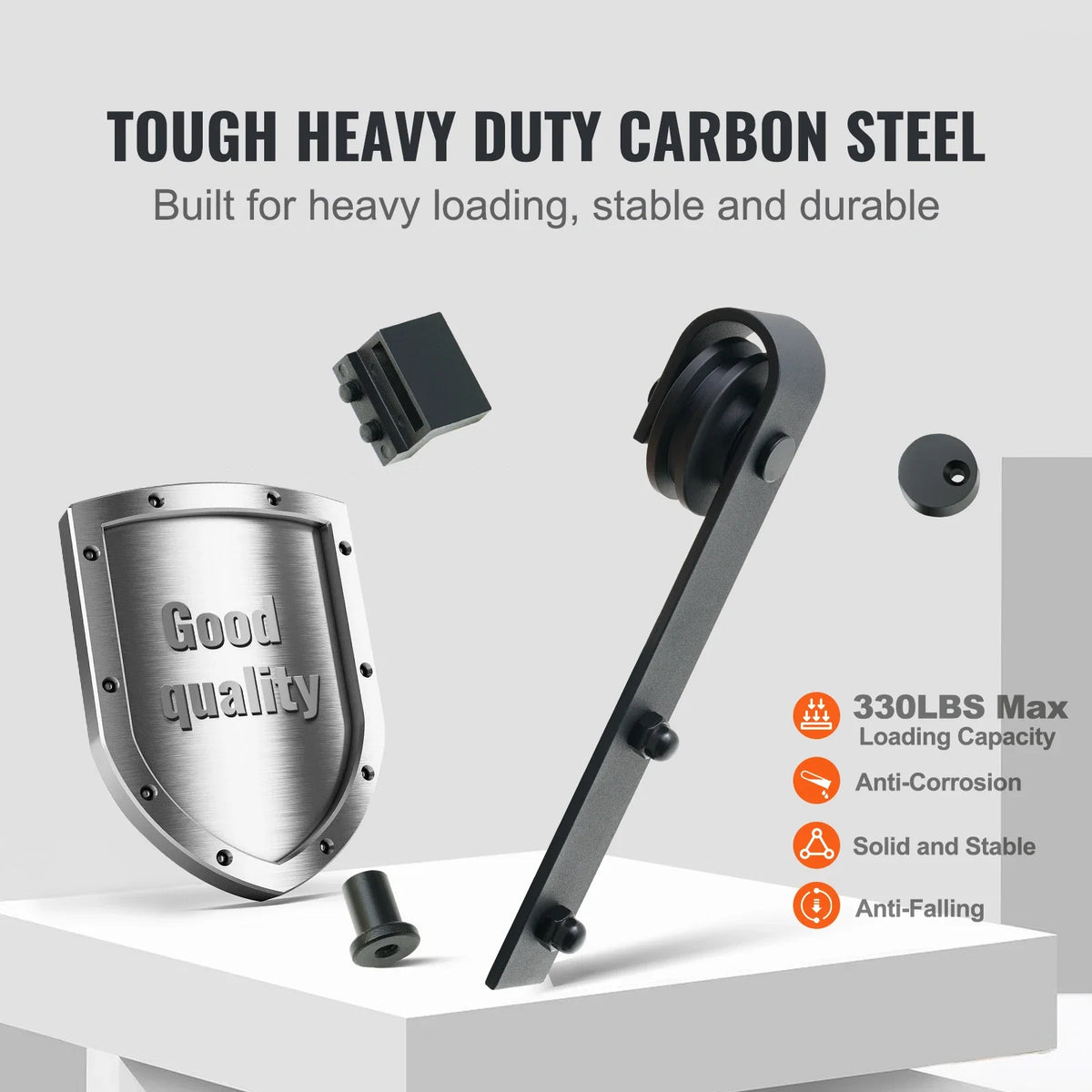 8/10FT Sliding Barn Door Hardware Kit 330LBS Heavy Duty Barn Door Track Kit for Doors with Smooth & Silent Pulley