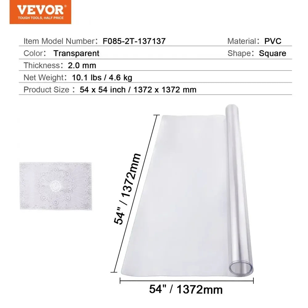 Plastic Table Cover  Thick Clear Table Protector, Rectangle PVC Desk Mat, Waterproof & Easy Cleaning Desk Pad Tablecloth