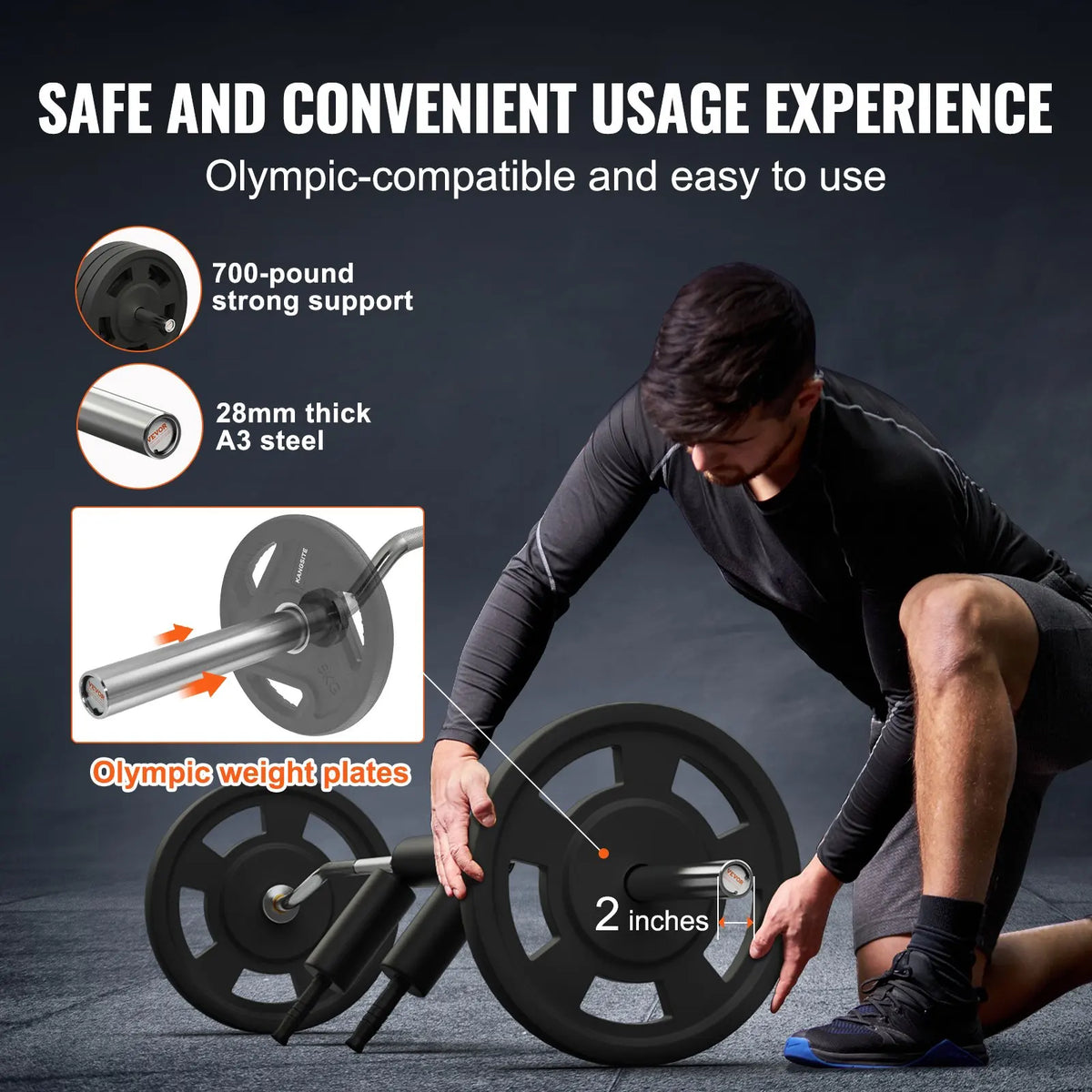 Safety Squat Bar,700 LBS Fitness Squat Bar,Safety Squat Bar Attachment,for Front Squats, Lunges, Rehab, Physical Therapy