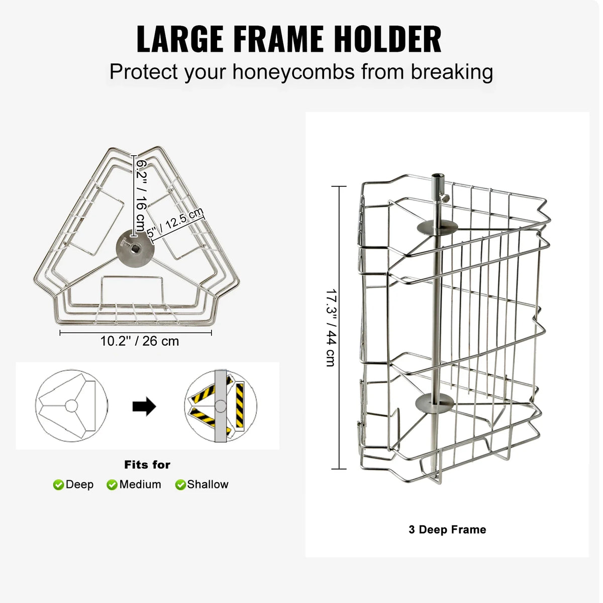 Manual Honey Extractor, 3 Frames Honey Spinner Extractor, Stainless Steel Beekeeping Extraction, Honeycomb Drum Spinner