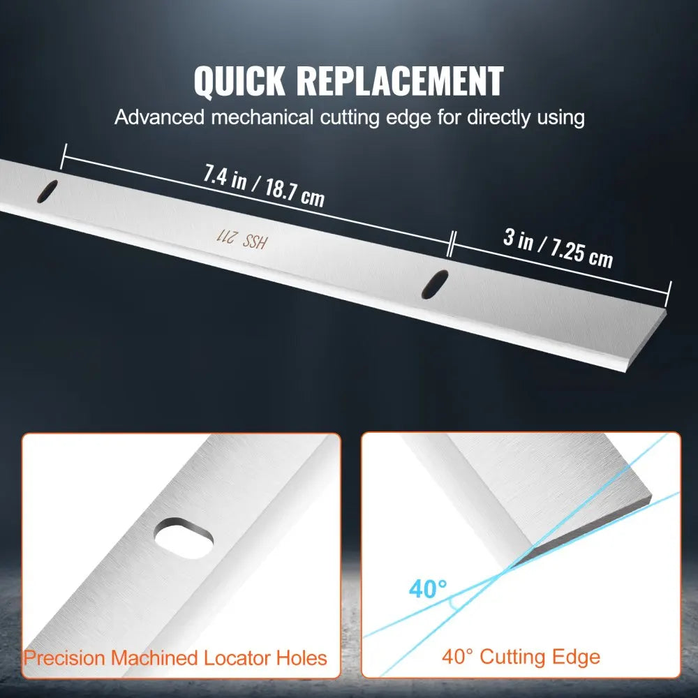 Thickness Planer Blades 13-inch HSS Crafted for Durability, HRC55-60, Easy Installation with Pre-drilled Holes
