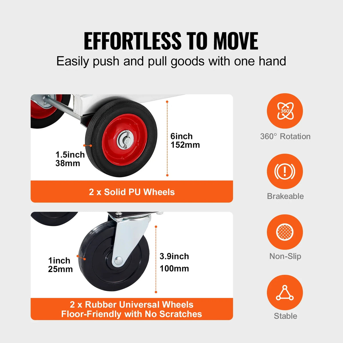 400 lbs Folding Hand Truck Lightweight Dolly with Wheels Foldable Luggage Utility Cart for Transport Moving in Warehouse