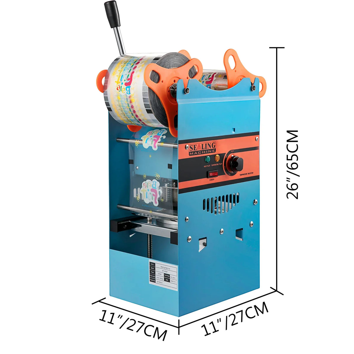 Manual Cup Sealing Machine 300-500 Cups/Hour Accurate Control Panel Heavy Duty for 90/95 MM Diameter Drinks Cup Sealer