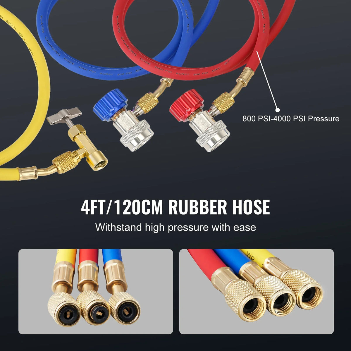 1/4HP 4CFM AC Vacuum Pump & Gauge Set,Single Stage Rotary Vane HVAC Air Vacuum Pump A/C Refrigerant Kit Manifold Gauge Set