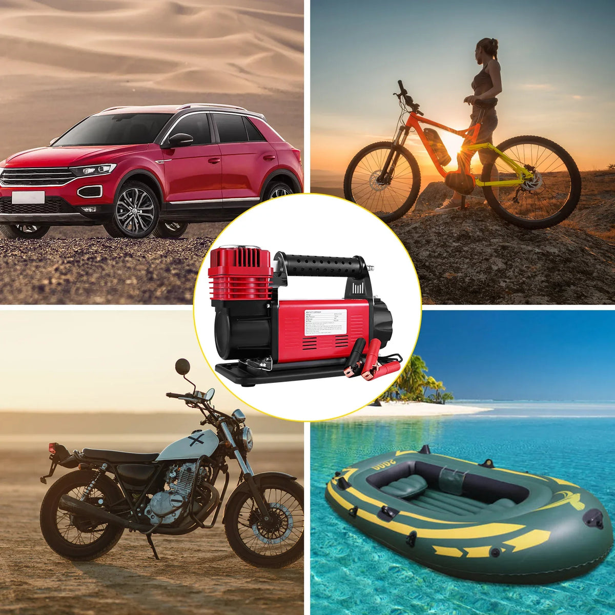 12V Portable Air Compressor Heavy Duty Car Inflator Pump 150PSI Single Cylinder RV Motorcycle Tire Air Pump Car Accessorie