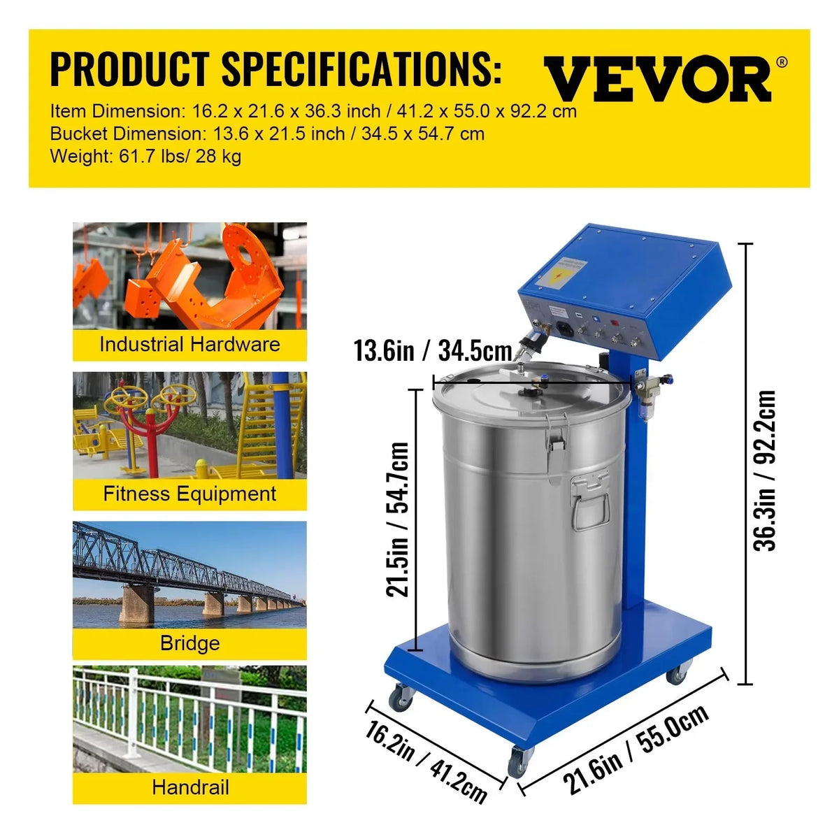 Powder Coating Gun Machine WX-958 Electrostatic Spray Powder Coating Machine 50W 45L Spraying Gun Paint Powder Coating