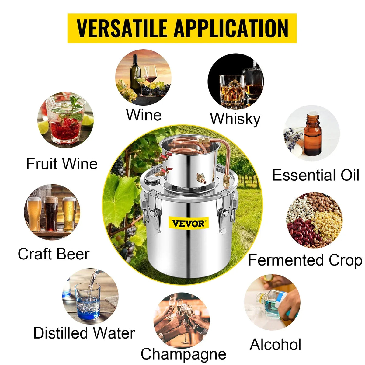 12-30L Water Alcohol Distiller Copper Wine Making Boiler Home DIY Brewing Distilling Kit for Fruit Wine, Water, Brandy