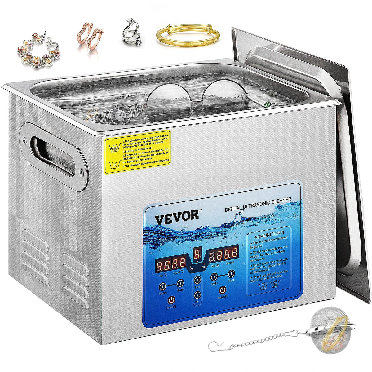 15L Ultrasonic Cleaner,36KHz~40KHz Adjustable Frequency, Ultrasonic Cleaning Machine w/ Digital Timer & Heater,for Jewelry